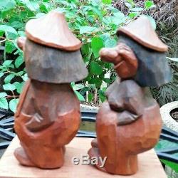 SWEDEN Hand Carved Wooden TROLL PAIR! +Bengt Brask+ SIGNED! Scandinavian