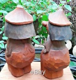 SWEDEN Hand Carved Wooden TROLL PAIR! +Bengt Brask+ SIGNED! Scandinavian