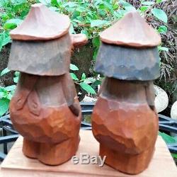 SWEDEN Hand Carved Wooden TROLL PAIR! +Bengt Brask+ SIGNED! Scandinavian