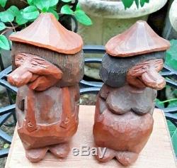 SWEDEN Hand Carved Wooden TROLL PAIR! +Bengt Brask+ SIGNED! Scandinavian