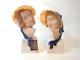 Scarce Pair Of Antique Royal Dux Art Deco Lady Busts, Signed Ellly Strobach