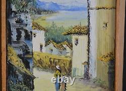 Set of 2 Vintage Paintings South America Peru Village Scenes Signed