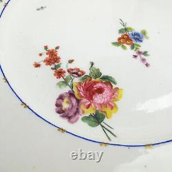 Sevres Antique Porcelain 9 5/8 Pair Dinner Plates Floral Painted Artist Signed