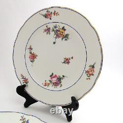 Sevres Antique Porcelain 9 5/8 Pair Dinner Plates Floral Painted Artist Signed