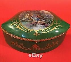 Sevres Jewelry Casket Antique France Limoge Signed Hand Painted Courting Couple