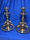 Signed Antique Christofle Silverplate Tall Candlestick Pair