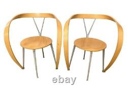 Signed Cassina Italy Andrea Branzi Revers Dining Chairs Pair Mid Century Modern