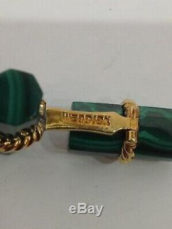 Signed David Webb 18k Yg. Malachite Pair Cufflinks. Preowned. Vintage. Original