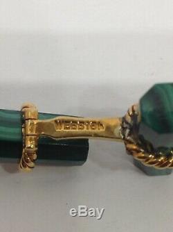 Signed David Webb 18k Yg. Malachite Pair Cufflinks. Preowned. Vintage. Original