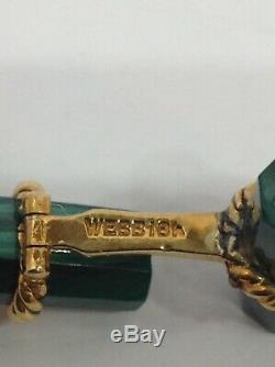 Signed David Webb 18k Yg. Malachite Pair Cufflinks. Preowned. Vintage. Original