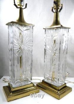 Signed Dresden Crystal and Brass Table Lamps a Floral Pair