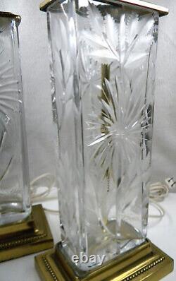 Signed Dresden Crystal and Brass Table Lamps a Floral Pair