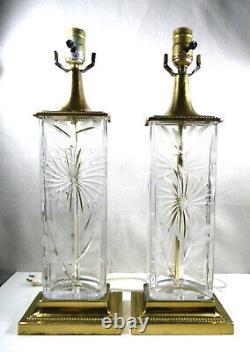 Signed Dresden Crystal and Brass Table Lamps a Floral Pair