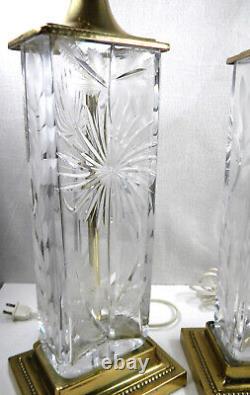 Signed Dresden Crystal and Brass Table Lamps a Floral Pair