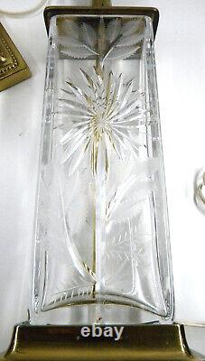 Signed Dresden Crystal and Brass Table Lamps a Floral Pair