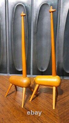 Signed Kay Bojesen Giraffe Wood Hand Carved Figures Denmark Wooden Vintage pair