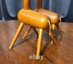 Signed Kay Bojesen Giraffe Wood Hand Carved Figures Denmark Wooden Vintage pair