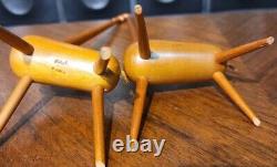 Signed Kay Bojesen Giraffe Wood Hand Carved Figures Denmark Wooden Vintage pair