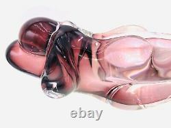Signed Murano Embraced Lovers Couple Amethyst Glass Sculpture Figurine Rare