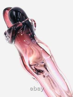 Signed Murano Embraced Lovers Couple Amethyst Glass Sculpture Figurine Rare