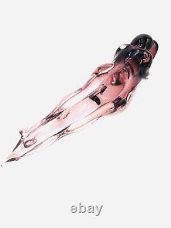Signed Murano Embraced Lovers Couple Amethyst Glass Sculpture Figurine Rare