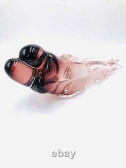 Signed Murano Embraced Lovers Couple Amethyst Glass Sculpture Figurine Rare