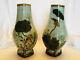 Signed Pair Antique Japan Celedon Vases 19th C 11 1/4h
