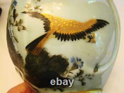Signed Pair Antique Japan Celedon Vases 19th c 11 1/4h