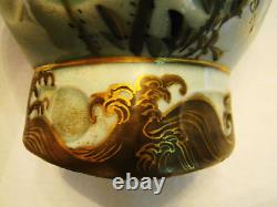 Signed Pair Antique Japan Celedon Vases 19th c 11 1/4h