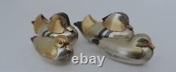 Signed Pair Japanese Sterling Silver 925 Chinese Mandarin Duck Chopstick Rests