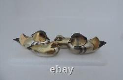 Signed Pair Japanese Sterling Silver 925 Chinese Mandarin Duck Chopstick Rests