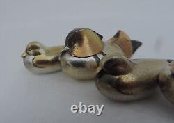 Signed Pair Japanese Sterling Silver 925 Chinese Mandarin Duck Chopstick Rests