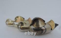 Signed Pair Japanese Sterling Silver 925 Chinese Mandarin Duck Chopstick Rests