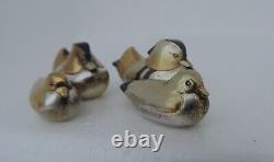 Signed Pair Japanese Sterling Silver 925 Chinese Mandarin Duck Chopstick Rests