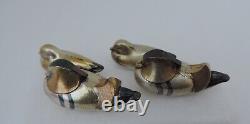 Signed Pair Japanese Sterling Silver 925 Chinese Mandarin Duck Chopstick Rests