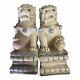 Signed Pair Of Antique Chinese Carved Stone Foo Dogs Statues Fo Stone Fu Dog