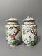 Signed Pair Of Chinese Porcelain Covered Jars 18th Century