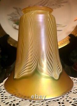 Signed Quezal, Pair Of Lovely Iridescent Art Glass Shade