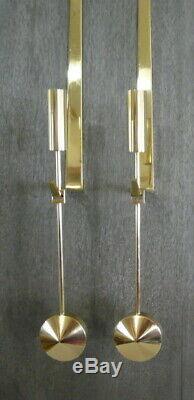 Signed Swedish Pair Skultuna Pierre Forsell Wall Sconce Pendulum Candleholders