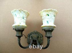 Single. E F Caldwell & Co Turtleback Bronze With Gilt Sconce. 2 Arms Signed
