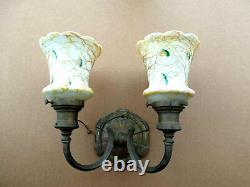 Single. E F Caldwell & Co Turtleback Bronze With Gilt Sconce. 2 Arms Signed