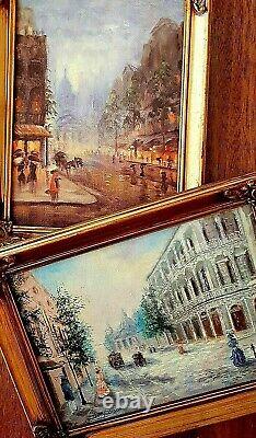 Small Paintings Original Oil Cityscapes New Orleans Well Known Artist A Pair