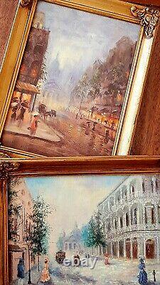 Small Paintings Original Oil Cityscapes New Orleans Well Known Artist A Pair