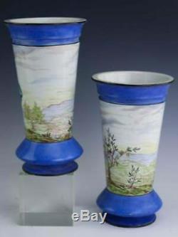 Stunning 1875 Pair Signed Montereau Lm&c French Porcelain Vases Falence! Bin