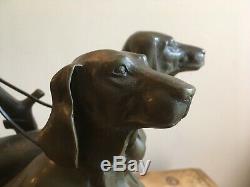 Stunning Bronze Figure Of A Pair Of Hunting Dogs Signed A Cain