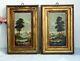 Superb Signed Antique Pair Of Italian Oil On Copper Oil Paintings In Gilt Frames