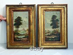 Superb Signed Antique Pair of Italian Oil on Copper Oil Paintings in Gilt Frames