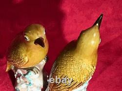 Tall 8+ Signed Figurine Antique Vintage Handpainted Porcelain Birds Pair China