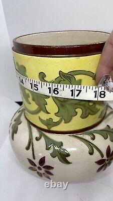 Two Antique Majolica Vase Pair Floral Signed 1681