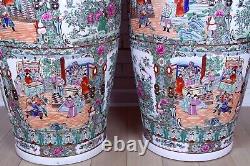 Two Large 42 Signed Antique Qing Palace Chinese Floor Vases 19 C Pair Vase